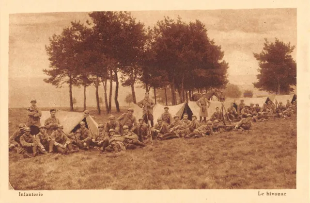 Cpa War Infantry Le Bivouac
