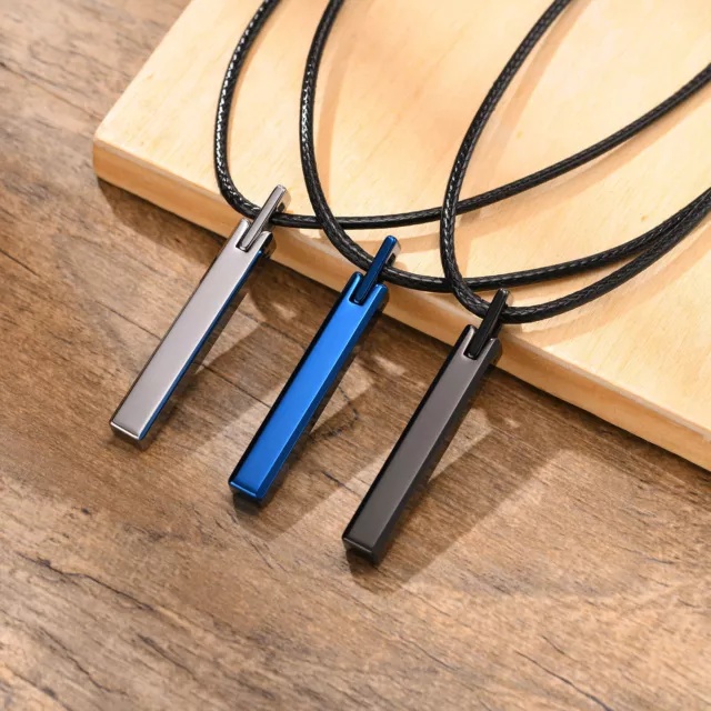 Tungsten Steel Carbide Plain Long Bar Pendant Necklace For Mens Jewelry Gift 24'
