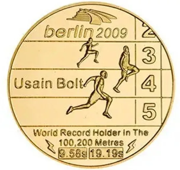 Moneda de Oro Usain Bolt Firma Leyenda Olímpica París 2024 Campeón Mundial CABRA 3