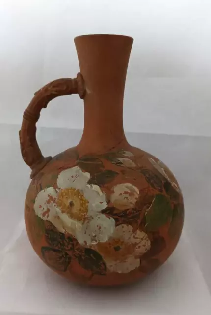 WATCOMBE Torquay TERRACOTTA  FLASK / JUG / VASE with FLOWERS