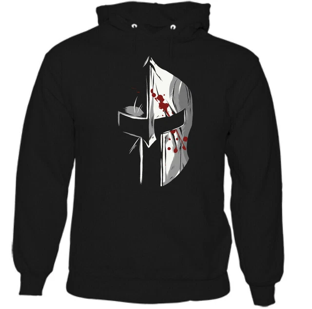 GYM HOODIE Spartan Helmet Training Top Bodybuilding Weightlifting MMA UFC Tee