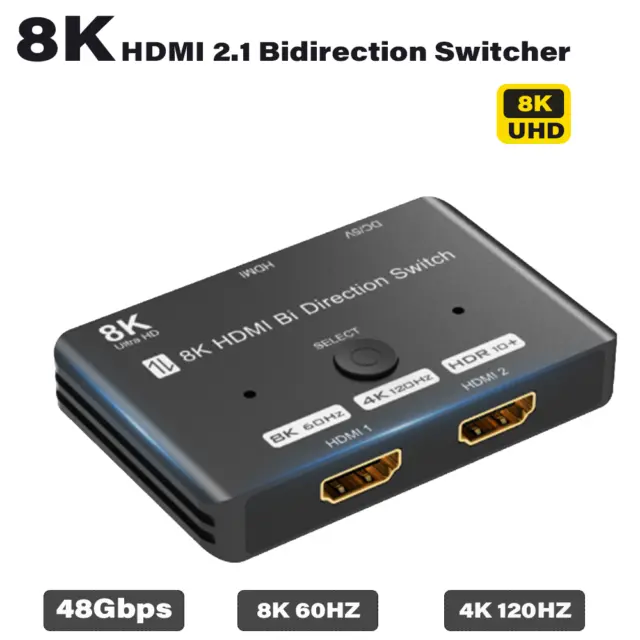 HDMI 2in1 Splitter Switch Kabel Umschalter Verteiler Adapter Ultra 8K NEU