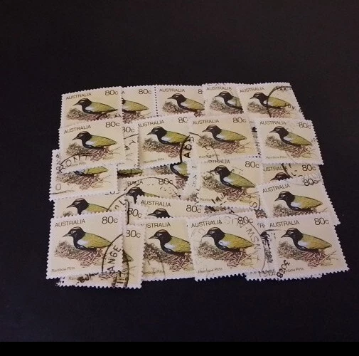Bulk x 34 Australia 80c -Rainbow Pitta Bird  Stamps Used Off Paper -1980