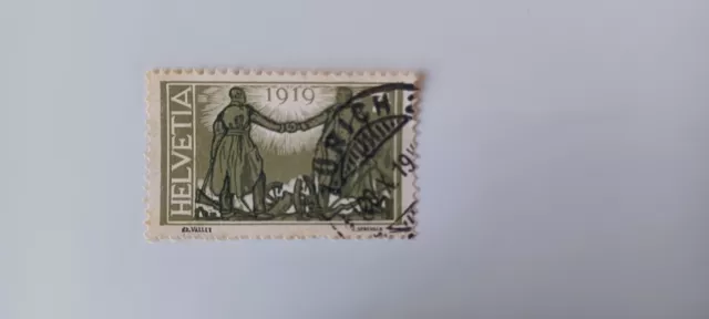 Briefmarke Schweiz 1919 Friedensvertrag Mi 146 gestempelt Zürich 20.10.19