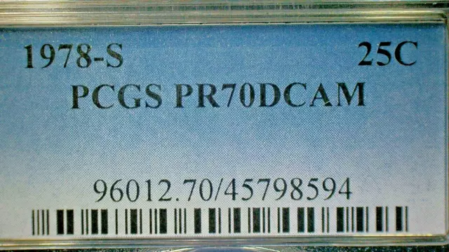 UNITED STATES WINTER SALE-1978-S PCGS PR70DCAM CLAD QUARTER .25c Coin KM#195a