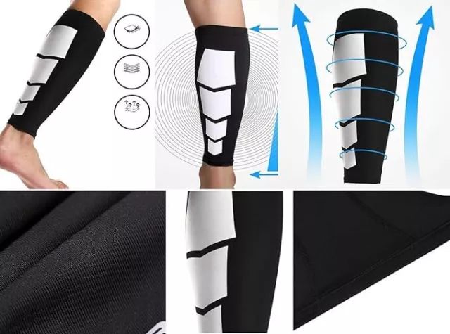 Compression Calf Sleeve Pair Leg Calf Support Brace Shin Splints Sport Running 3