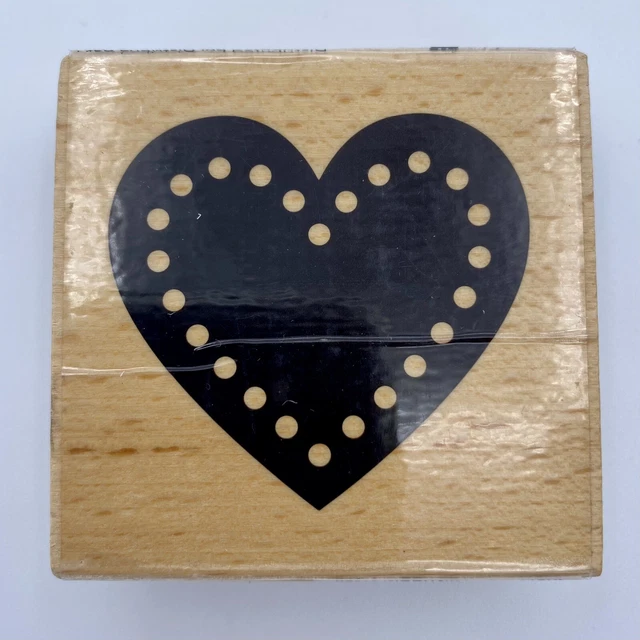 VTG 2015 Studio G Heart Rubber Stamp 2.5" Wood Mounted Craft Valentine Love NEW