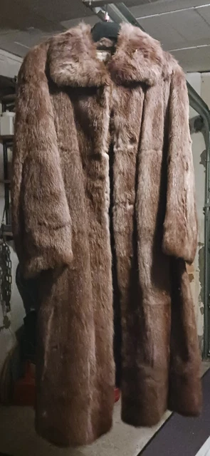 Manteau Femme Long En Fourrure Vison - Taille 44 - Vintage Fait Main - Occasion Très Bon état
