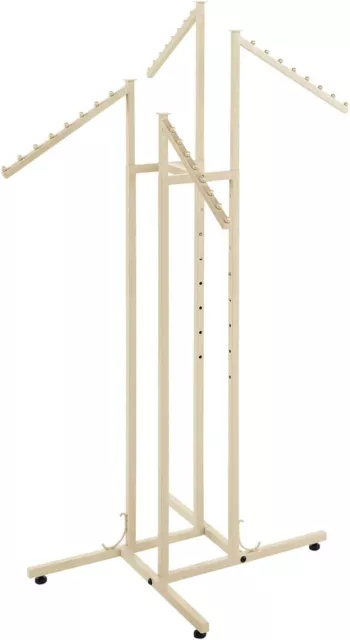 Clothes Rack Slant Arm Four Way 4 Adjustable Clothing Retail Display Ivory White