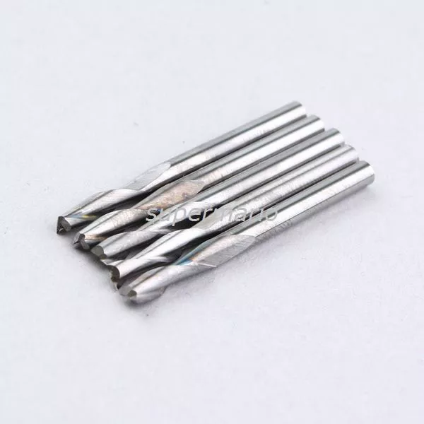 10x 1/8'' 3.175mm Carbide CNC Double Two Flute Spiral Bits End Mill Router 22mm