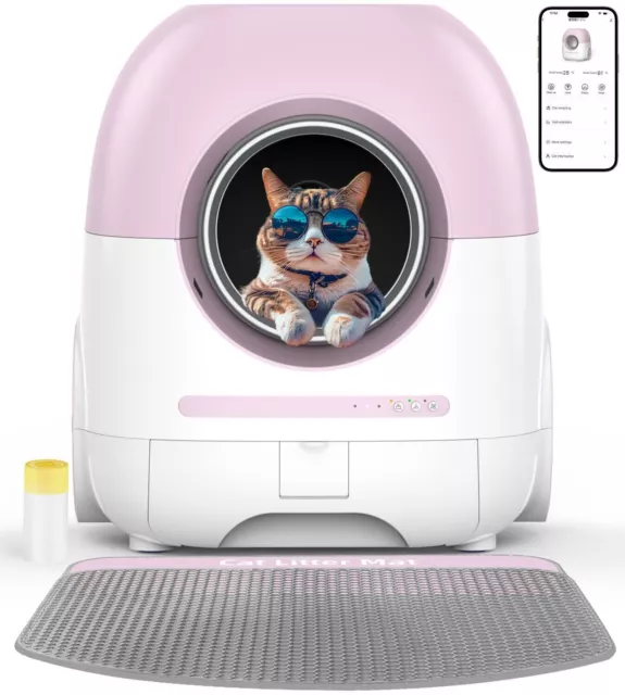 Automatic Self-Cleaning Smart Cat Litter Box Litter Robot WiFi APP 80L with Mat