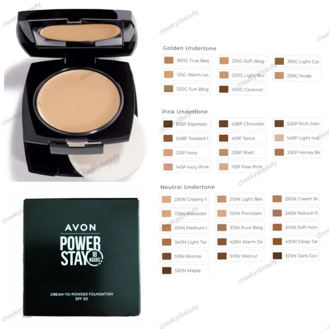 Avon Power Stay 18-Stunden Creme-Pulver-Foundation LSF20, wählen Sie Ihren Farbton