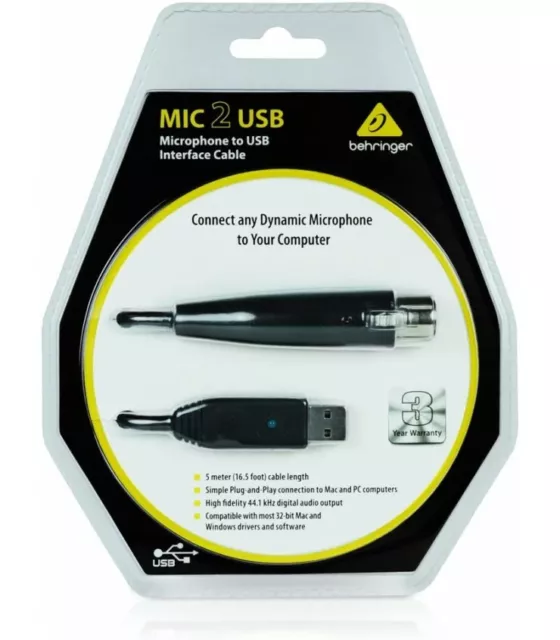 Behringer Mic 2 Usb Interfaccia Audio Usb / Xlr Per Microfono Cavo Usb Xlr