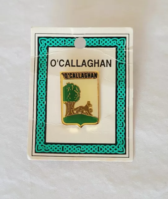 Irish Name Meaning O'Callaghan Souvenir Enamel Coat of Arms Lapel Pin Vtg 1993