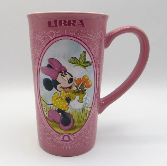 DISNEY STORE MINNIE Mouse Libra Zodiac Sign Tall Coffee Mug Euc 22.97