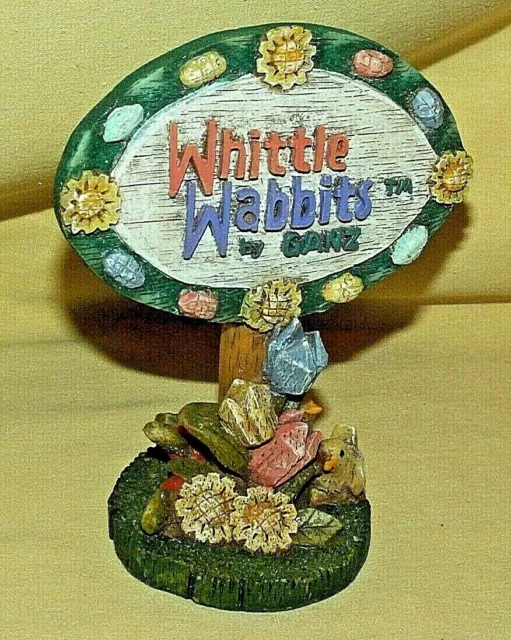 Ganz Whittle Wabbits Little Rabbit Resin Display Sign Advertising Tulips Carrot*