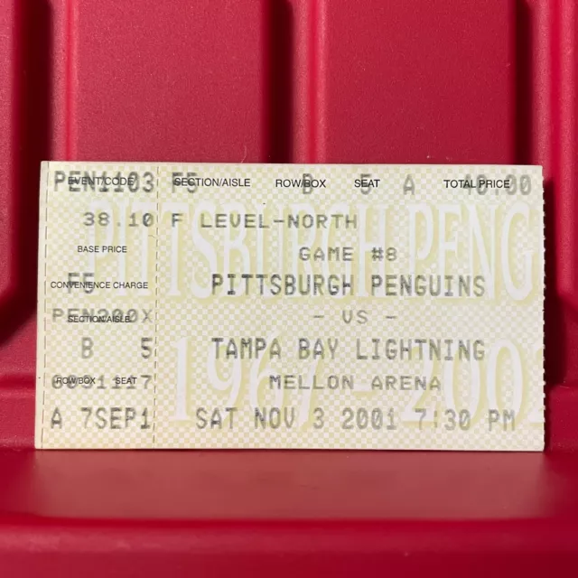 Pittsburgh Penguins Vs Tampa Bay Lightning NHL Hockey Ticket Stub 2001