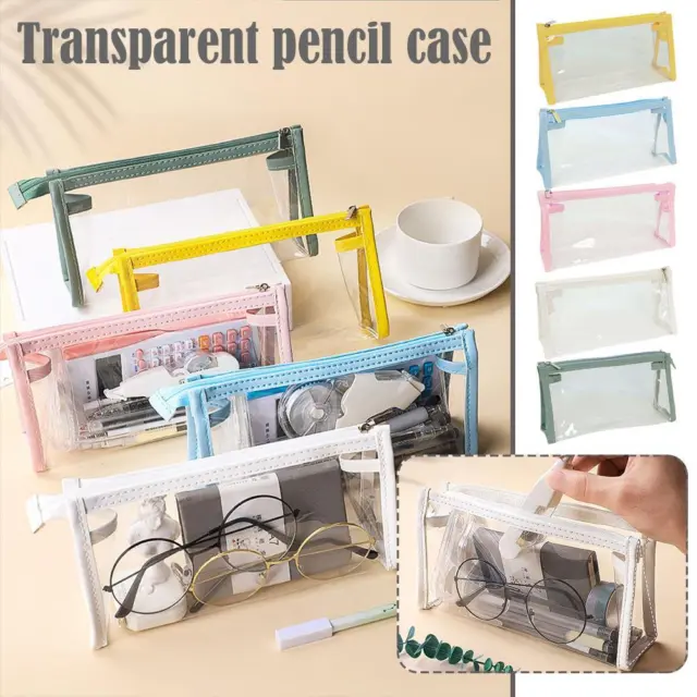 Ins Minimalist Transparent Pencil Case Style Clear Pencil Box Cosmetic Bag G4