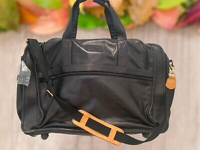 Tumi Authentic Black Leather Soft Expandable Carryon Bag Luggage Crossbody VIDEO
