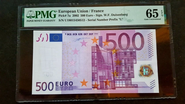 FRANCE 500 Euro 2002 U-serie, Duisenberg Sign, PMG 65 FRANCE 500 Euro 2002 U-serie, Duisenberg Sign, PMG 65