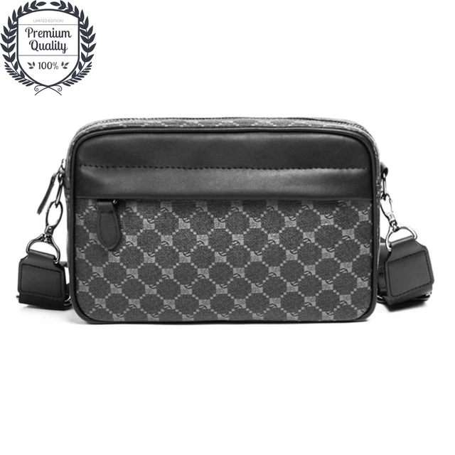 Mens Leather Bag Black Messenger Sling Crossbody Casual Fashion Unisex Satchel