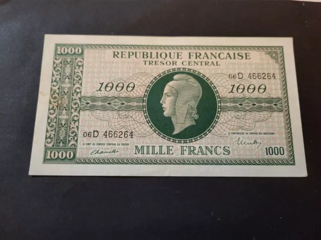 billet 1000 francs Trésor central ( Sans Epinglage ) Sup Beau Billet