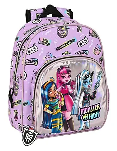 School Bag Monster High Best Boos Lilac 28 X 34 X 10 Cm NUOVO