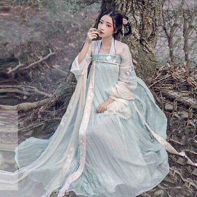 Womens Han Fu Chinese Traditional Costume Cosplay Embroidered Dance Dress Gown