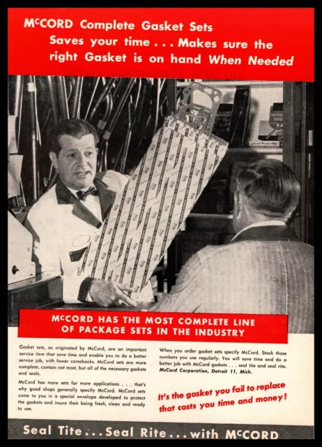 1959 McCord Corporation Detroit Michigan Complete Gasket Sets Vintage Print Ad