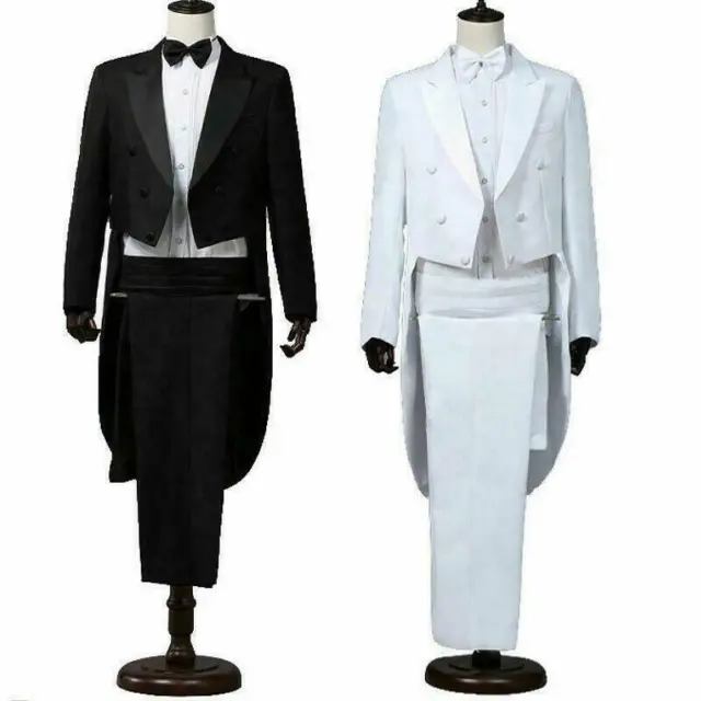 Mens Tailcoat Tuxedo Suit and Trousers Set Formal Prom Dress Wedding Coats Pants