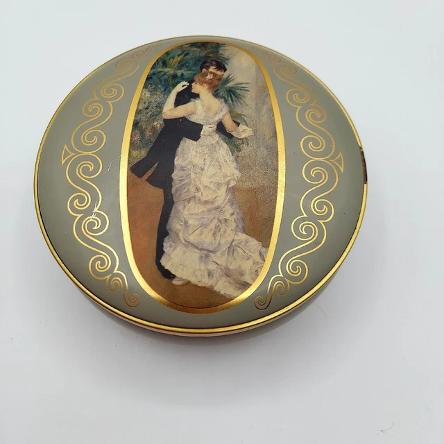 L’ Affaire  Vintage 5"  Round TIN BOX Dusting Powder Renoir Dance in City vanity