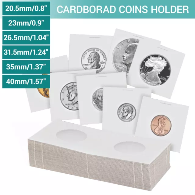 300Pcs 6 Size Cardboard Coin Holder Flip Mega Assortment 2x2 for Coin Collection