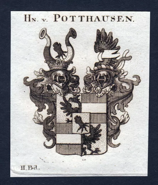 Env. 1820 Potthausen Armoiries Adel Coat De Arms Gravure sur Cuivre Ancien Print