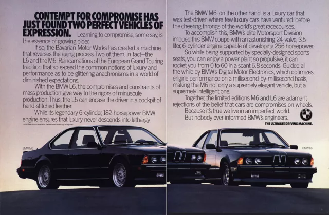 1987 BMW L6: Contempt for Compromise Vintage Print Ad