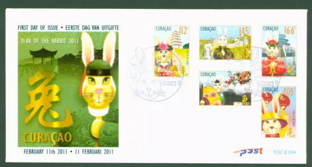 Curacao 2011 - Chinesisches Neujahr - Jahr des Hasen - Zodiac - Nr. 14-18 FDC