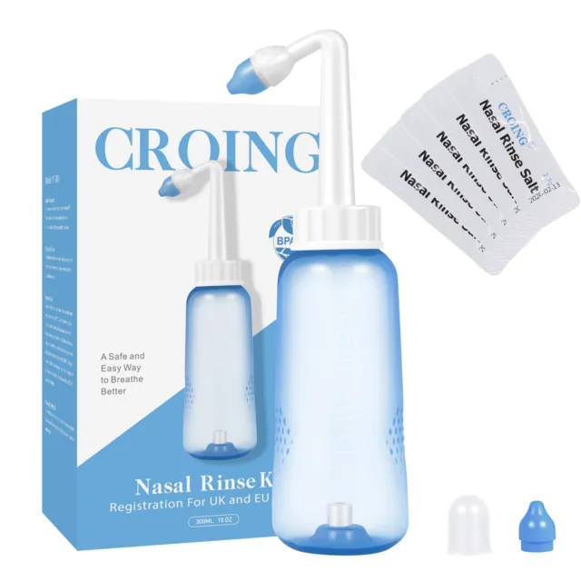 Irrigatore nasale per pulizia Capacità da 300 ml 40 bustine di sali nasali Rinse
