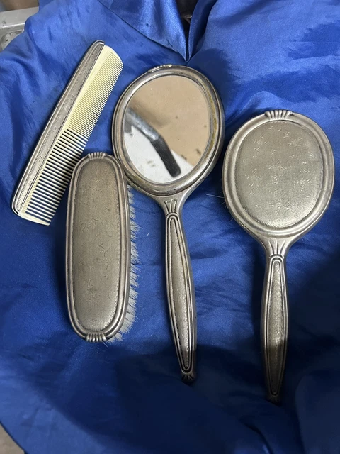 Set Toilette Spazzole E Specchio Argento 800 Antiquariato