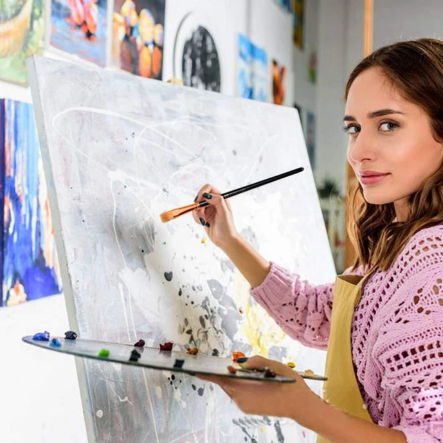 Set Di Pennelli Pittura, 12 Pennelli Professionali per Pittura Acrilica, Olio ✅ 8