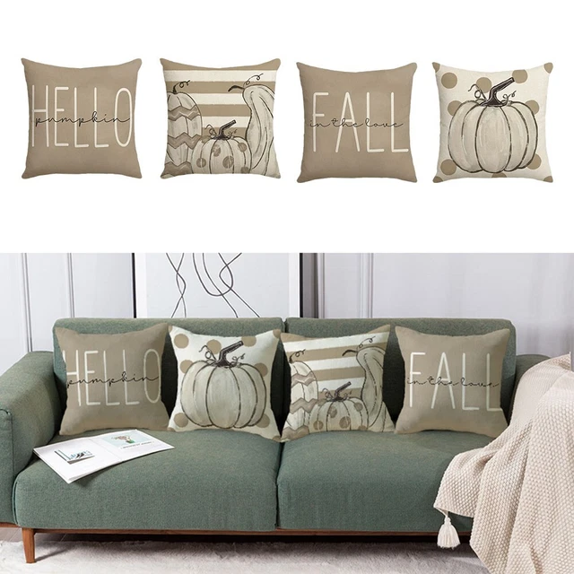 Couch Pillow Covers 2pcs Imitation Hemp Pumpkin Exquisite High Quality
