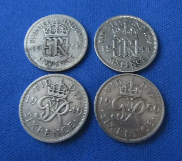 Sixpence coins 1937 to 1952 George VI