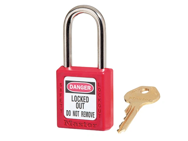 Master Lock Lockout Lucchetto - Corpo 38 mm e Catena in acciaio temprato 6 mm MLKS410RED