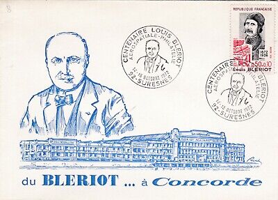 O281 enveloppe CENTENAIRE LOUIS BLERIOT 14/10/72 SURESNES du Bleriot a concorde 