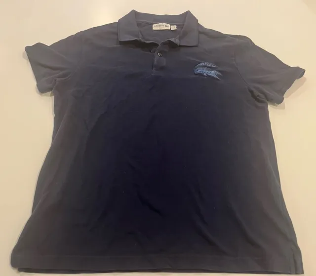 Lacoste Navy Blue Polo Shirt Slim Fit Navy Crocodile Logo Men’s XL Ships Asap
