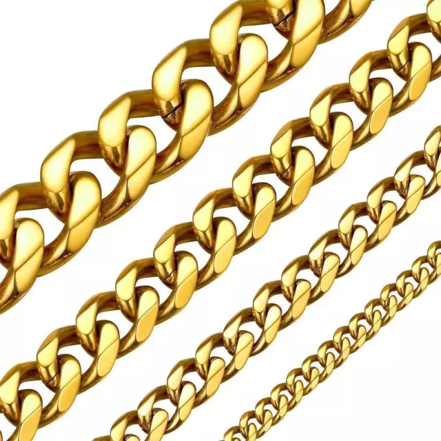 *Uk Shop* Stainless Steel 316L Mens Curb Chain Cuban Link Necklace Boys Chunky