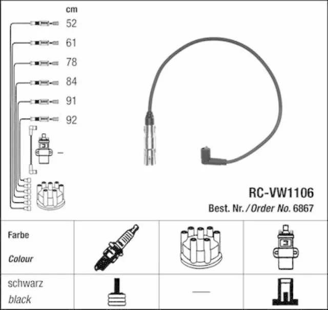NGK Zündleitungssatz Zündkabelsatz Zündleitungen 6867