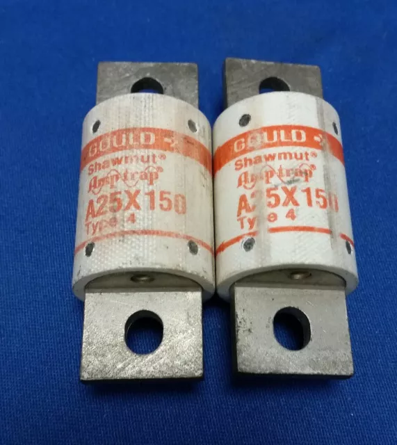 Gould Shawmut A25X150, Type 4 Fusible, Forme 101 Cartouche Clou Monté Lot De 2