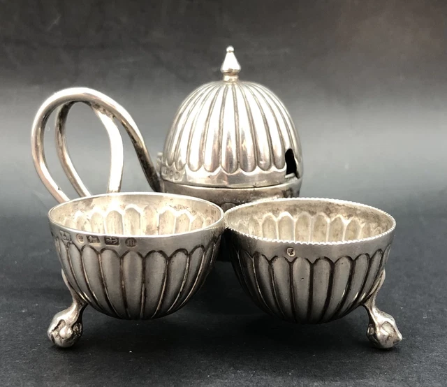 ANTICO - Vittoriano 1886 - NUOVO UOVO IN ARGENTO STERLING SET CRUET ~ RARO