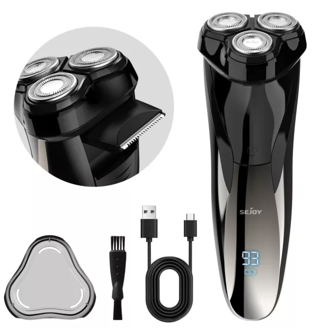 SEJOY Men's Electric Shaver Razor Rotary Beard With Pop Up Trimmer USB Cordless