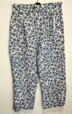 Pantaloni affusolati Zara Kids blu misto lino stampa floreale nuovi con etichette 13 14 anni