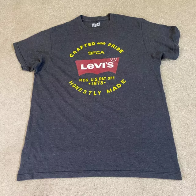 Levi's T Shirt Mens Large L Grey Casual Logo Short Sleeve Cotton Strauss